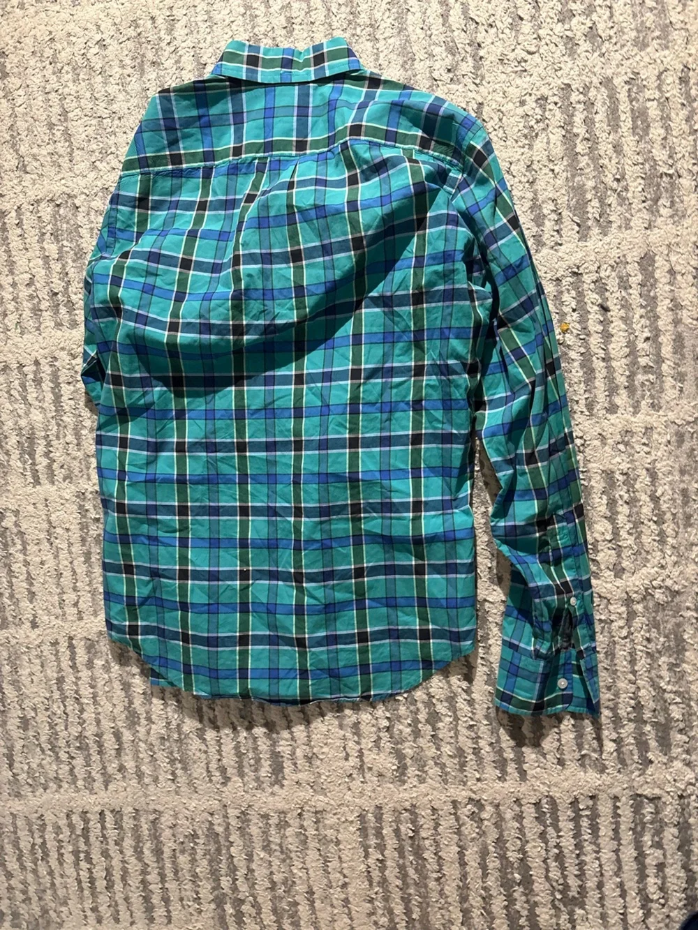 J. Crew blue teal tartan plaid long sleeve button down shirt size S
